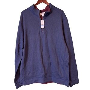 Tommy Bahama Flipshore 1/4 Zip Reversible Sweater Men's XL Coastal Blue NWT